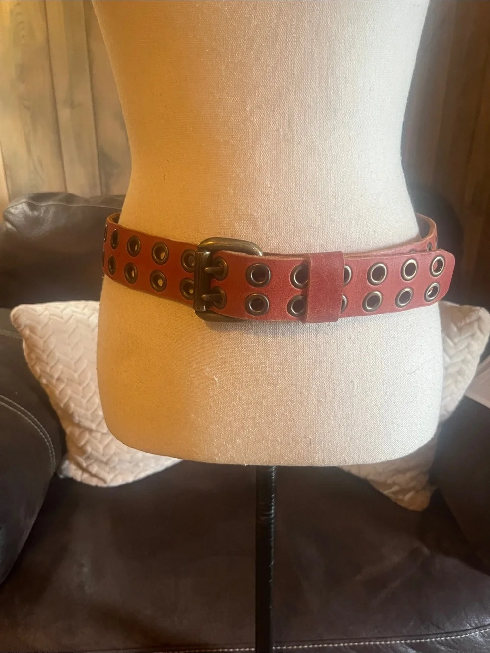 Brave Beltworks Bacca II Double Row Grommet Brown/Tan Leather Belt Boho Festival